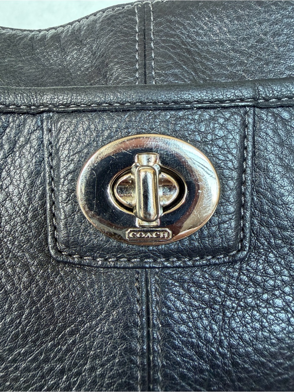 Coach Penelope F19265 Black Pebbled Leather Turnlock Crossbody Bag - Picture 3 of 5